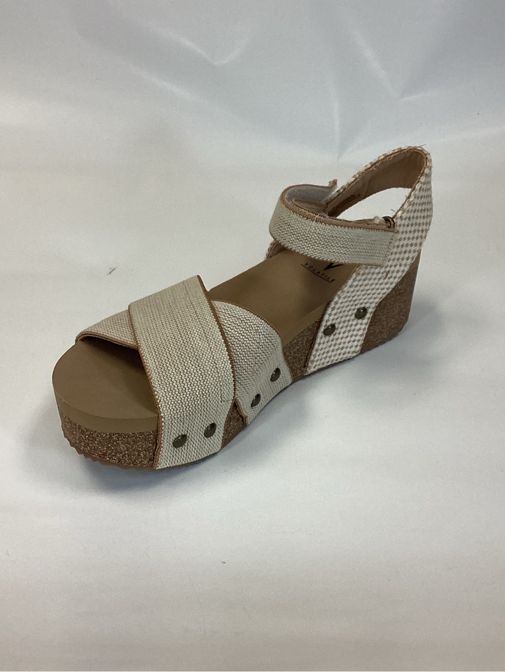 Volatile Cream Canvas Platform Wedge Sandal